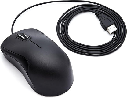 Amazon Basics 3-Button USB Wired Mouse with Precision Scroll Wheel, Standard, Black