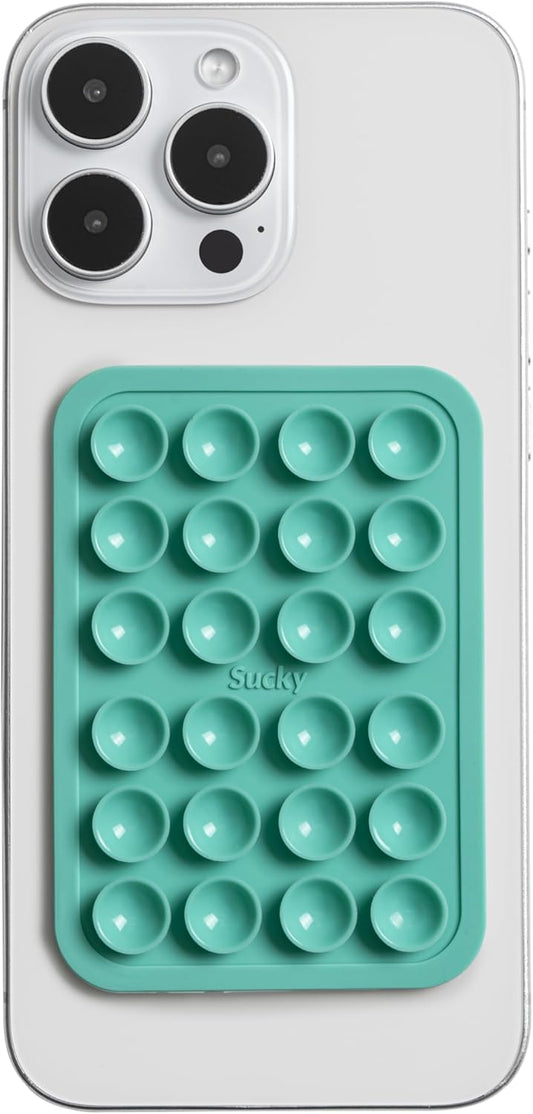 SUCKY Silicone Suction Phone Case Adhesive Mount - Anti-Slip Holder, Hands-Free Fidget Toy, Phone Accessory for iPhone and Android - Sticky Grip for Selfies, Videos, and Tiktok - Turqoise