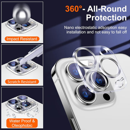 UniqueMe [ 3 Pack] Compatible with iPhone 12 Pro Max 6.7" Camera Lens Protector Tempered Glass,[Case Friendly][New version][Scratch-Resistant][Easy Installation] -Silver