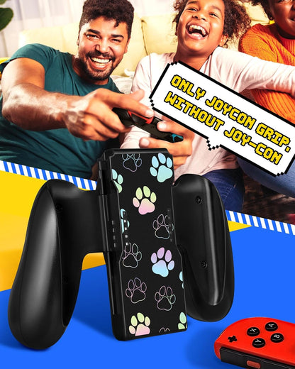 Lotadilo Joy-Con Grip for Nintendo Switch/Switch Oled - JoyCon Comfort Hand Grips Controller for Women Girls Teen Boys Cute Cartoon Design, Dog Paw
