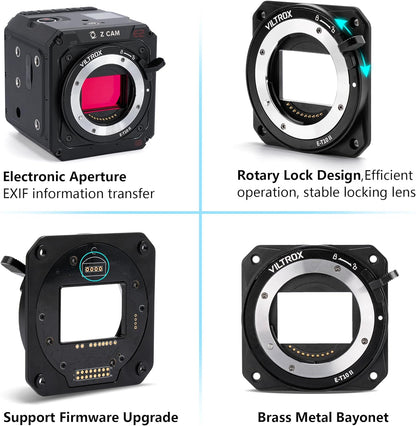 VILTROX E-T10 II Lens Mount Adapter, E Mount Lens to Z-CAM Cinema Cameras Autofocus Adapter Converter Compatible with Sony E Mount Lens to Z-CAM E2-M4 E2-S6 E2-F6 E2-F8 Cinema Cameras