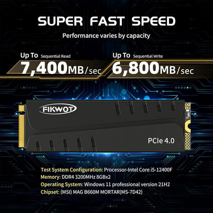 FN970 4TB M.2 2280 PCIe Gen4 x4 NVMe 1.4 Internal Solid State Drive with Heatsink - Speeds up to 7,400MB/s, Configure DRAM Cache, Compatible PS5 Internal SSD