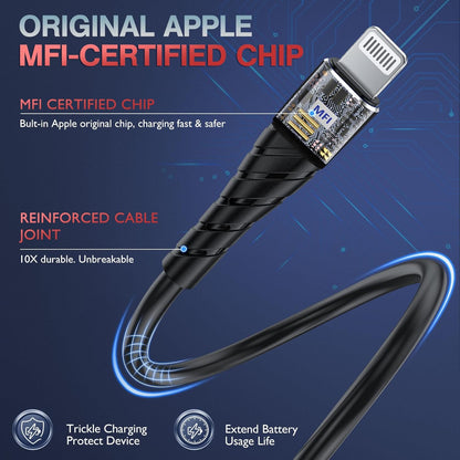 OIITH Apple MFi Certified iPhone Charger Cable 3 Pack 6 Ft, Long Lightning Charging Cord, Fast 2.4A iPhone USB Cord Compatible with iPhone12/11/XS/Max/XR/X/8/8P/7P/6