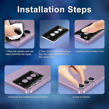 for Samsung Galaxy S23/S23 Plus Camera Lens Protector, Individual Metal Ring Tempered Glass Lens Cover, [Strong Adsorption] Scratch Resistant Ultra-Thin HD Clear Lens Cover, 1 Set-Colorful