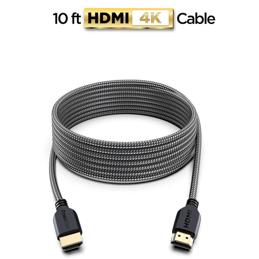 PowerBear 4K HDMI Cable 10 ft [2 Pack] High Speed, Braided Nylon & Gold Connectors, 4K @ 60Hz, Ultra HD, 2K, 1080P, ARC & CL3 Rated | for Laptop, Monitor, PS5, PS4, Xbox One, Fire TV, Apple TV & More