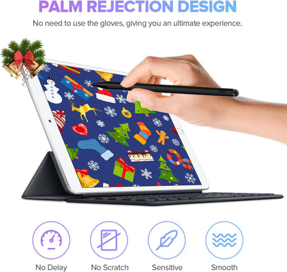 Stylus Pen 2X Fast Charge Active Pencil Compatible with 2018-2025 Apple iPad Pro 11"/12.9"/M4, iPad Air 3/4/5/M2/M3, iPad 6-11, iPad mini 5/6 Gen-Black