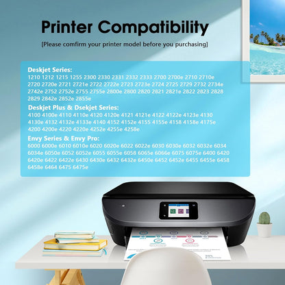 67XL 67 Ink Cartridges Black/Color Combo Pack Replacement for HP Ink 67 XL Work for DeskJet 2755e 2855e 4155e 2700 2800e 4255e 2855e 4100e Envy 6055e 6000 6555e 6455e (Black, Tri-Color)