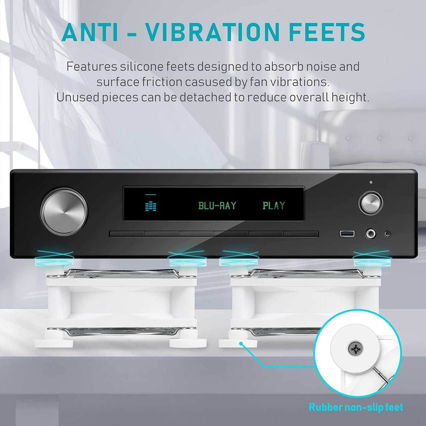 ANEXT, USB Fan, USB Computer Fan, Silent Fans for Receiver DVR PlayStation Xbox Computer, (80mm,White Dual Packs)