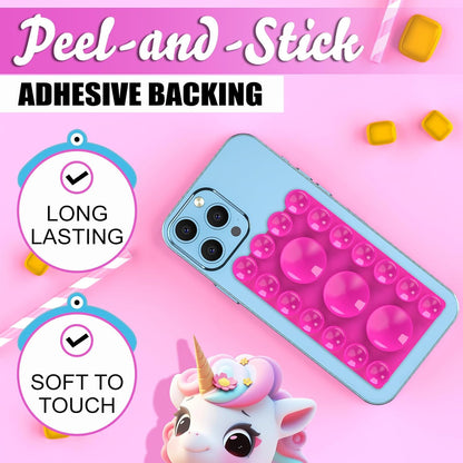 2024 Upgrade 2PCS Silicone Suction Cup Phone Case Adhesive Mount,Adhesive Grip, Sticky Suction Cup Phone Holder & Suction Phone case Holder TikTok & Selfies (Hot Pink, 3+16 Single Sided)