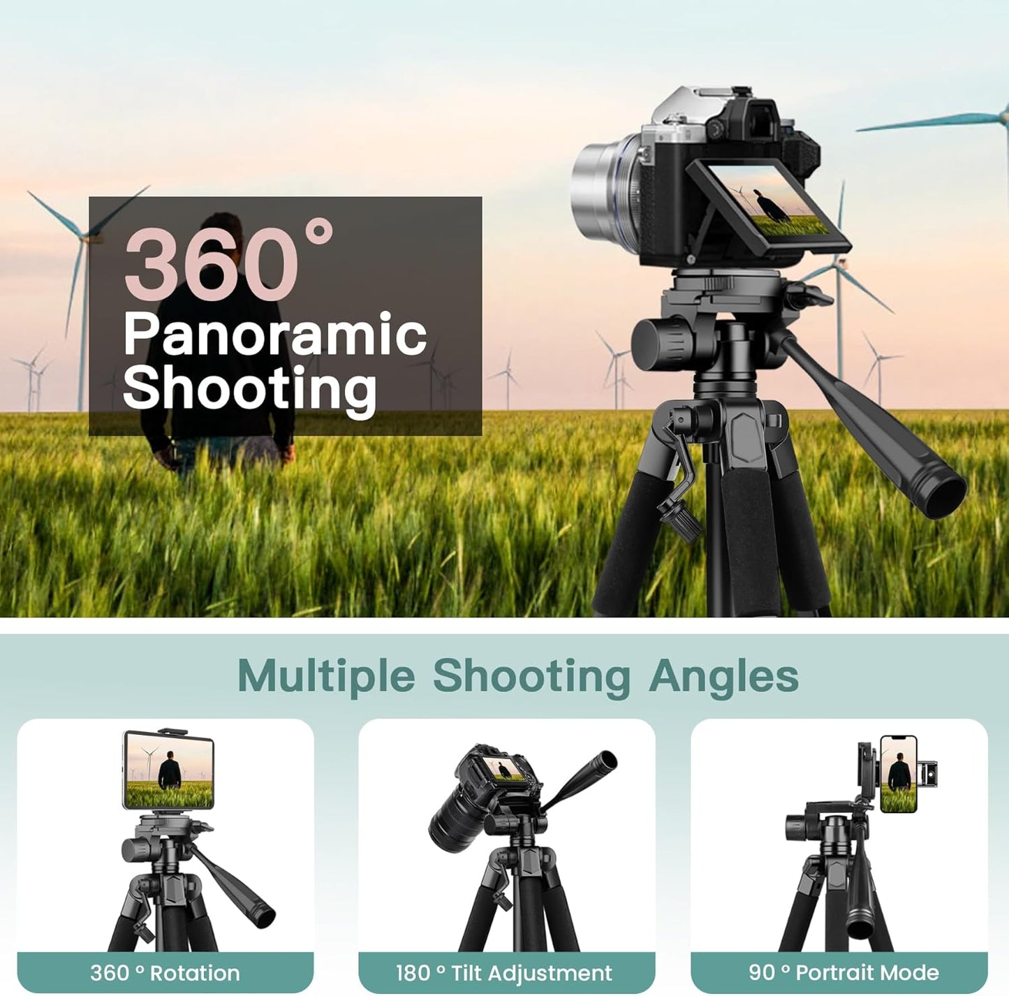 Victiv 68" Phone Tripod Stand, Tablet Tripod for iPhone iPad with Remote and Holder, Phone Stand for Video Recording Travel Photo Vlog Photography, Compatible with Smartphone Digital Camera