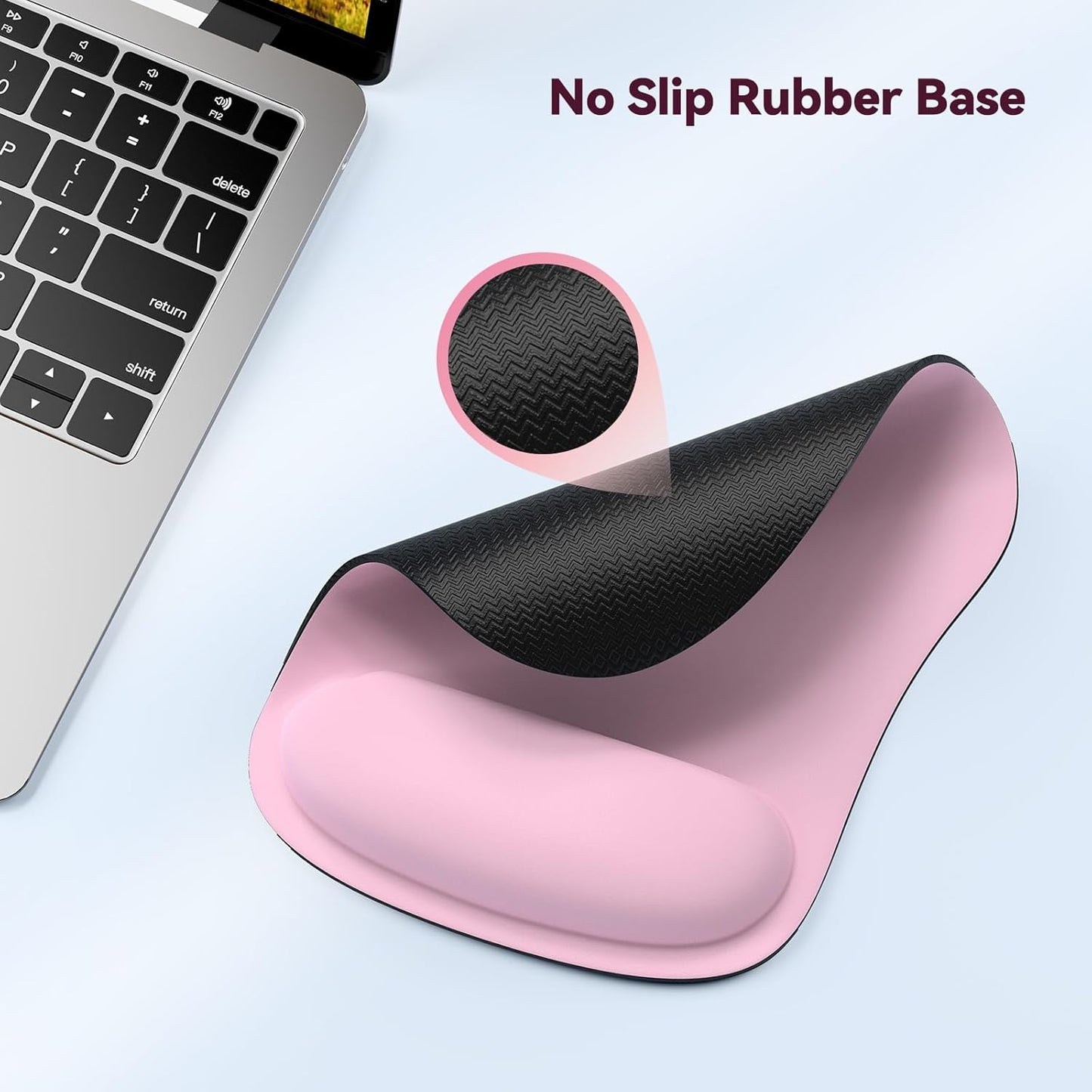 TECKNET 2 Pack Mouse Pad with Wrist Support, Ergonomic Gaming Mouse Pad Pain Relief, Portable Comfortable Mousepad for Computer, Laptop, Office, Home Non-Slip Base, Waterproof Surface - Pink