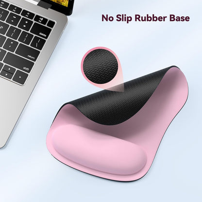 TECKNET 2 Pack Mouse Pad with Wrist Support, Ergonomic Gaming Mouse Pad Pain Relief, Portable Comfortable Mousepad for Computer, Laptop, Office, Home Non-Slip Base, Waterproof Surface - Pink