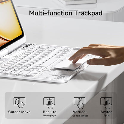 iPad Keyboard Case for 2024 M4 iPad Pro 13 inch, Magic Wireless Keyboard with Trackpad 7 Color Backlit, 360° Rotating Stand Transparent Protective Cover with Pencil Holder (White)
