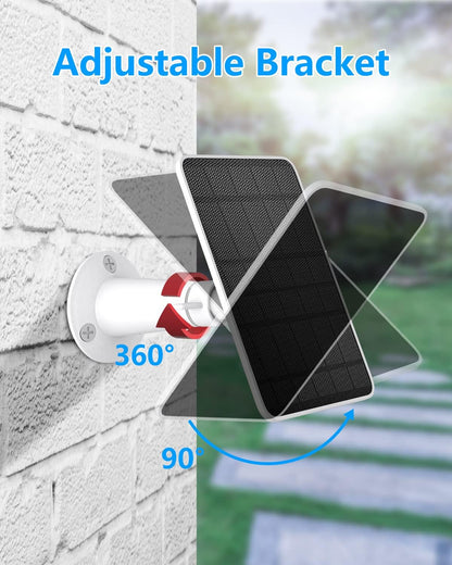 Solar Panel Charger Compatible with Eufycam 3/3C/2C/2C Pro/E40/E20/2/2 Pro/E/L20/L40/Solo/SoloCam Spotlight, 5W Solar Panel for Eufy Camera, Micro USB & USB-C Port, 9.8ft Cable, P65 Waterproof, 3 Pack