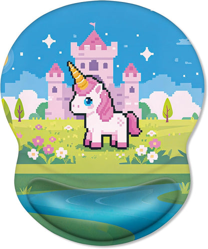 ITNRSIIET Ergonomic Mouse Pad with Comfort Gel Wrist Rest, Non-Slip PU Base, Smooth Textured Surface, Reduces Hand Fatigue & Wrist Pain, 8.7 x 7.2 Inch for Office Gaming Home, PixelCastle