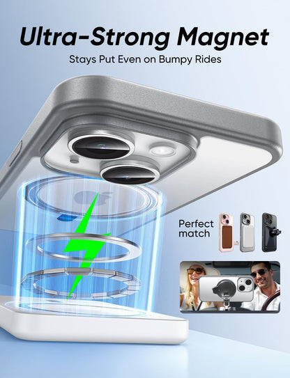 MAGIC JOHN 360° Rotatable Magnetic Invisible Stand for iPhone 14/iPhone 13 Case [Anti-Slip Grip] [Compatible with MagSafe] 16FT Shockof for iPhone 14/13 Case with Kickstand, Gray