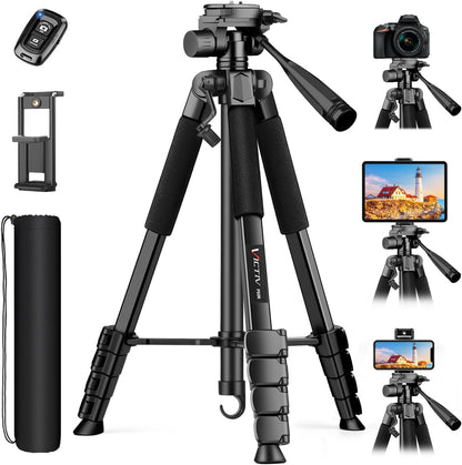 Victiv 68" Phone Tripod Stand, Tablet Tripod for iPhone iPad with Remote and Holder, Phone Stand for Video Recording Travel Photo Vlog Photography, Compatible with Smartphone Digital Camera