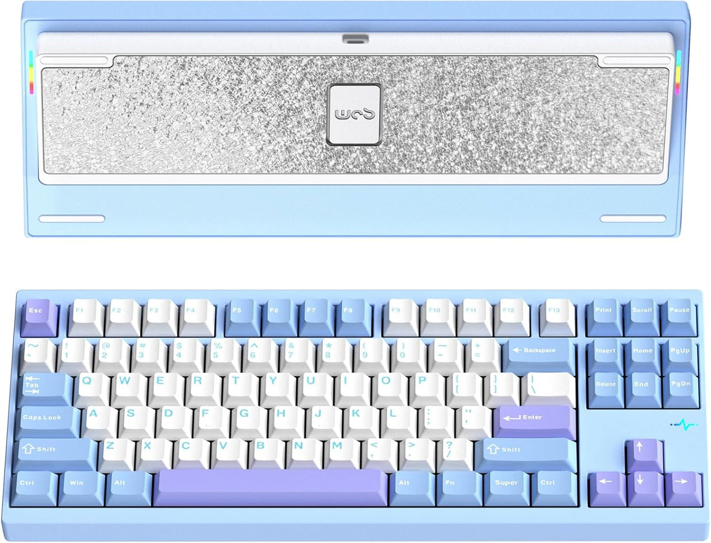 KEEBMONKEY WOBKEY Crush 80 Reboot CNC Aluminum 5-Second Quick-Release Triple-Mode Connectivity Mechanical Keyboard with Superior Acoustics (Pro Blue)