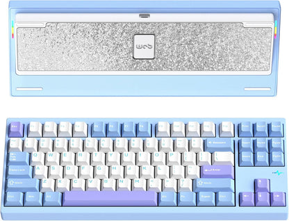 KEEBMONKEY WOBKEY Crush 80 Reboot CNC Aluminum 5-Second Quick-Release Triple-Mode Connectivity Mechanical Keyboard with Superior Acoustics (Pro Blue)
