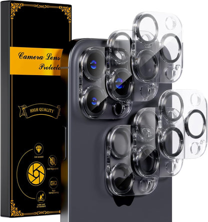 beuxece for 6 Pack iPhone 15 Pro/iPhone 15 Pro Max Camera Lens Protector [Drop Protection] [Case Friendly] [Easy Installation] 9H Tempered Glass Camera Screen Protector Cover, CD Black