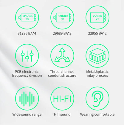 KZ AS16 PRO in Ear Monitor,8 BA Units on Each Side Wired Earphone with Detachable Cable HiFi IEM Earbuds,Stage Monitor Earphone HiFi Earbuds Headphone for Musician Audiophile(Black,Without Mic)