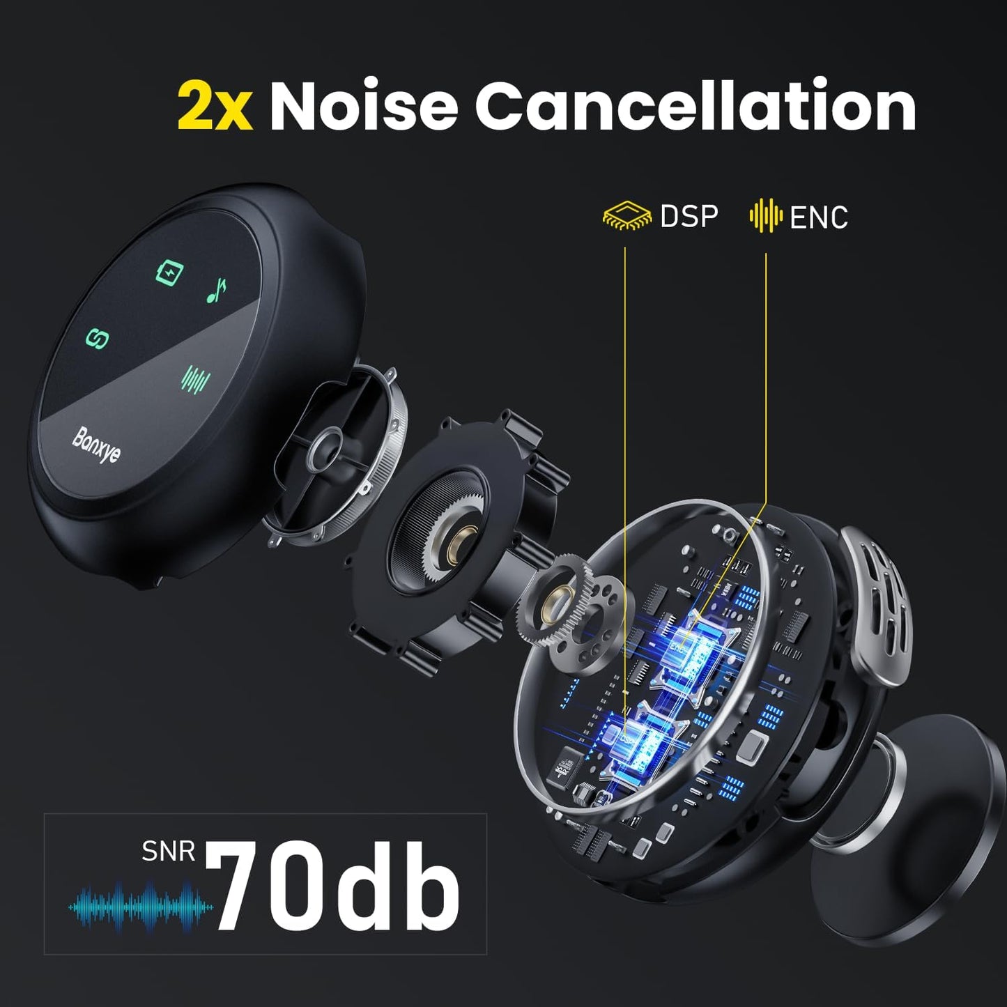 Wireless Lavalier Microphone for iPhone Android, 2in1 Magnetic & Clamp Lapel, Banxye Ultra-light 1 Click Noise Cancelling Studio Sound, Lapel Mic for Video Recording, Streaming, Youtube, Tiktok, Beige