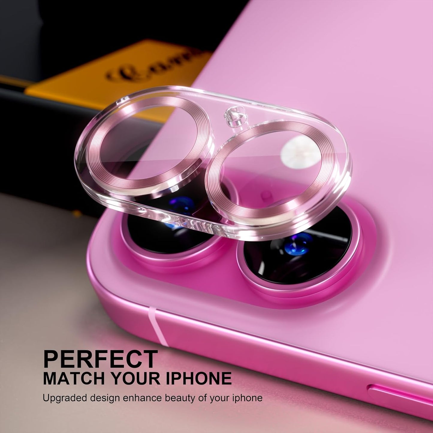 beuxece for 6 Pack iPhone 16 / iPhone 16 Plus Camera Lens Protector [Drop Protection] [Case Friendly] [Easy Installation] 9H Tempered Glass Camera Screen Protector Cover Accessories, CD Pink