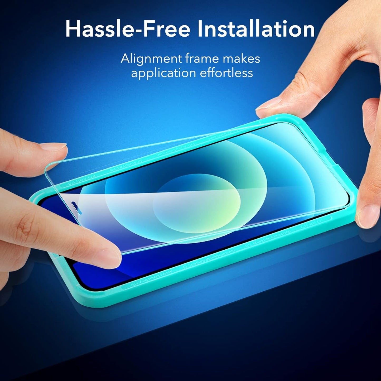 ESR 3 Pack for iPhone 12, iPhone 12 Pro Screen Protector, HD Clear Tempered Glass Scratch Resistant with Easy Installation Frame compatible with iPhone 12/12 Pro 6.1", Case-Friendly