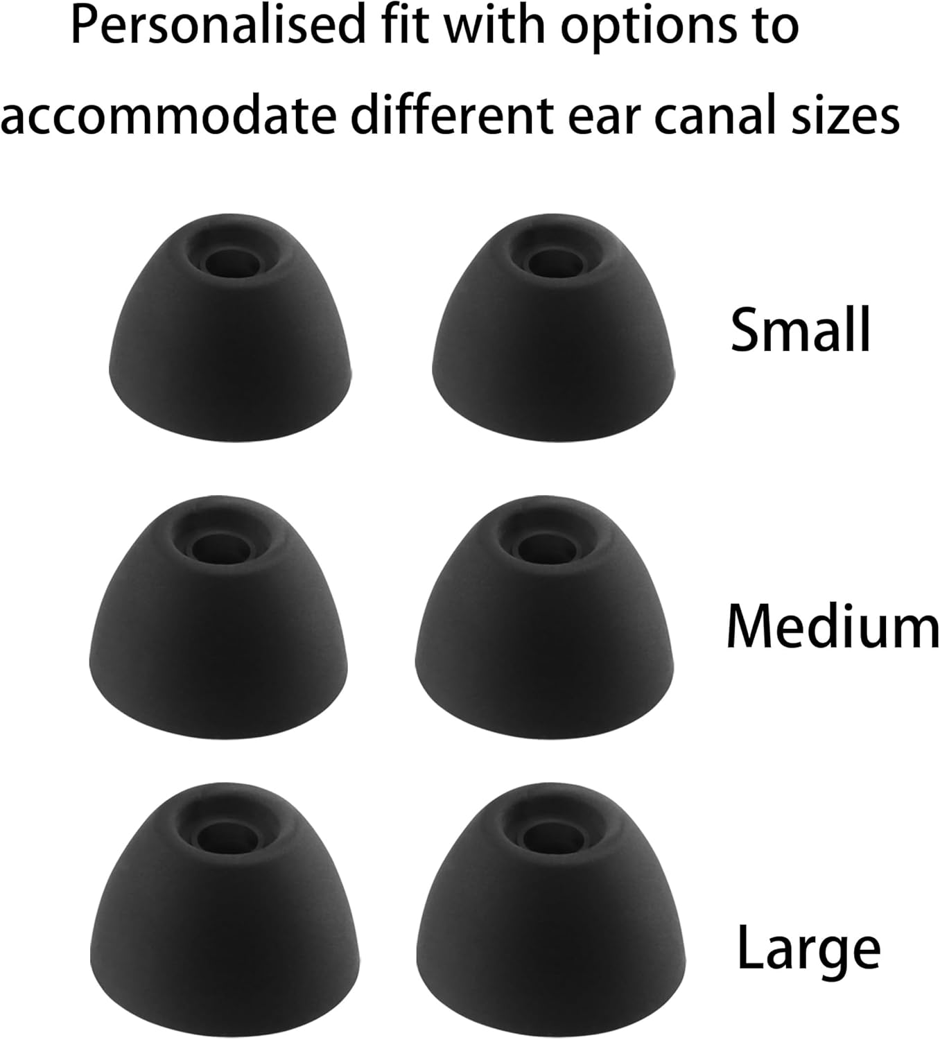 Replacement Silicone Ear Tips for Ray-con E25, Ray-con Everyday/Fitness Earbuds, 9 Pairs (S/M/L, Black)