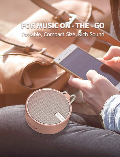 INSMY C12 IPX7 Waterproof Shower Bluetooth Speaker, Portable Small Speaker, Speakers Bluetooth Wireless Loud Clear Sound Support TF Card Suction Cup for Outdoor Kayak Canoe Beach Gift (Cashmere Pink)