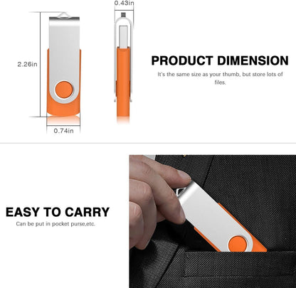 KOOTION 10 Pack 4 GB USB Flash Drive 4gb Flash Drives Keychain Thumb Drive Swivel Memory Stick Orange