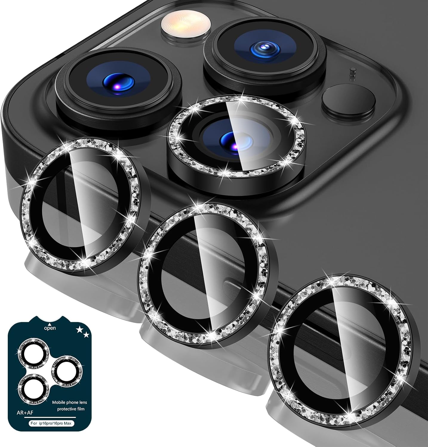 Tensea Camera Lens Protector Compatible for iPhone 16 Pro Max/16 Pro/14 Pro Max/14 Pro, Metal Aluminum Alloy Tempered Glass Cover Camera Screen Protector Accessories, Case Friendly