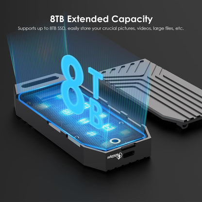 WAVLINK 40Gbps PCIe NVMe SSD Enclosure, USB4 External M.2 NVMe SSD Enclosure, for B+M/M-Key PCIe SSD 2280 Size, Tool-Free Installation, Compatible with Thunderbolt 4/3/USB4/USB C, SSD Not Include