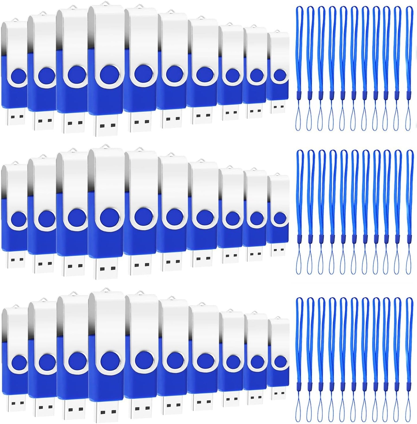 EASTBULL 200 Packs of 4GB Bulk Flash Drives, Flash Drives Pack 4GB USB Drives Bulk Swivel USB2.0 Thumb Drives Bulk with Strings (200Packs, Blue)