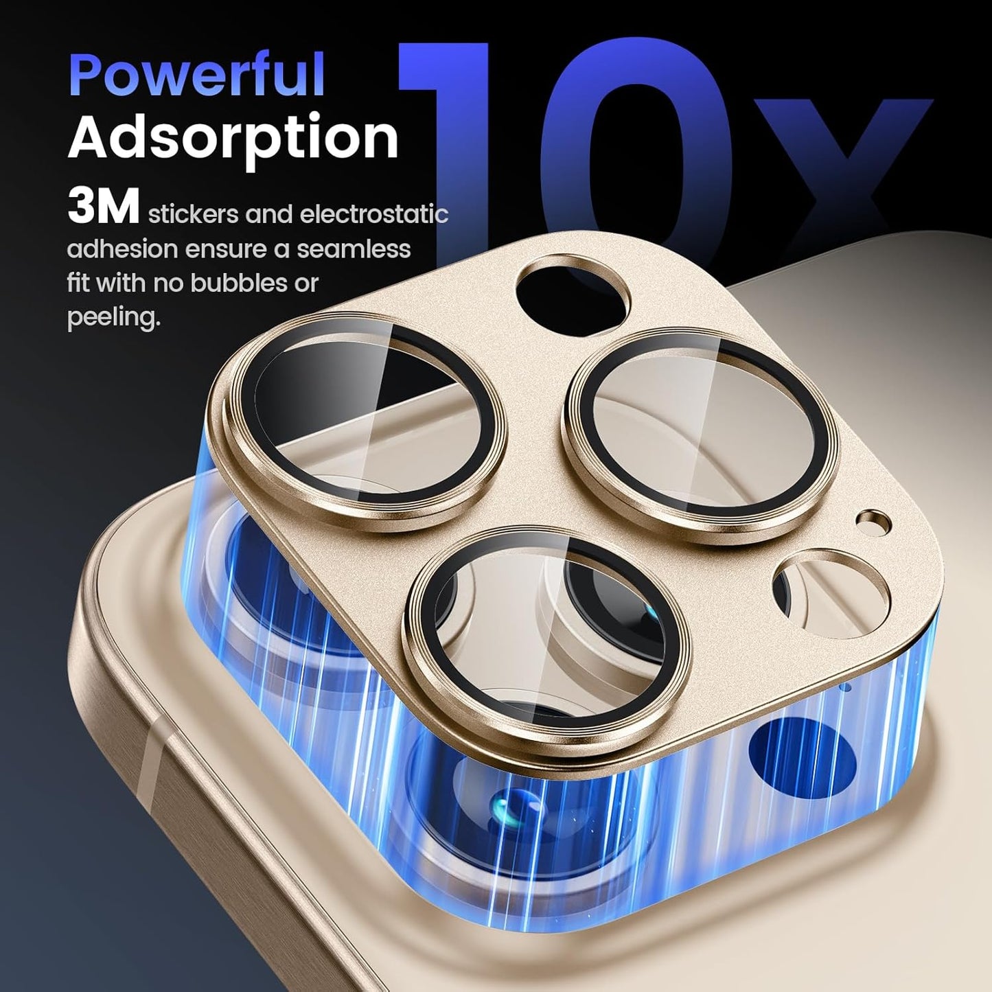 Tensea for iPhone 16 Pro/iPhone 16 Pro Max/iPhone 15 Pro/iPhone 15 Pro Max Camera Lens Protector, Metal Aluminum Alloy Tempered Glass Cover Camera Screen Protector Accessories, Case Friendly