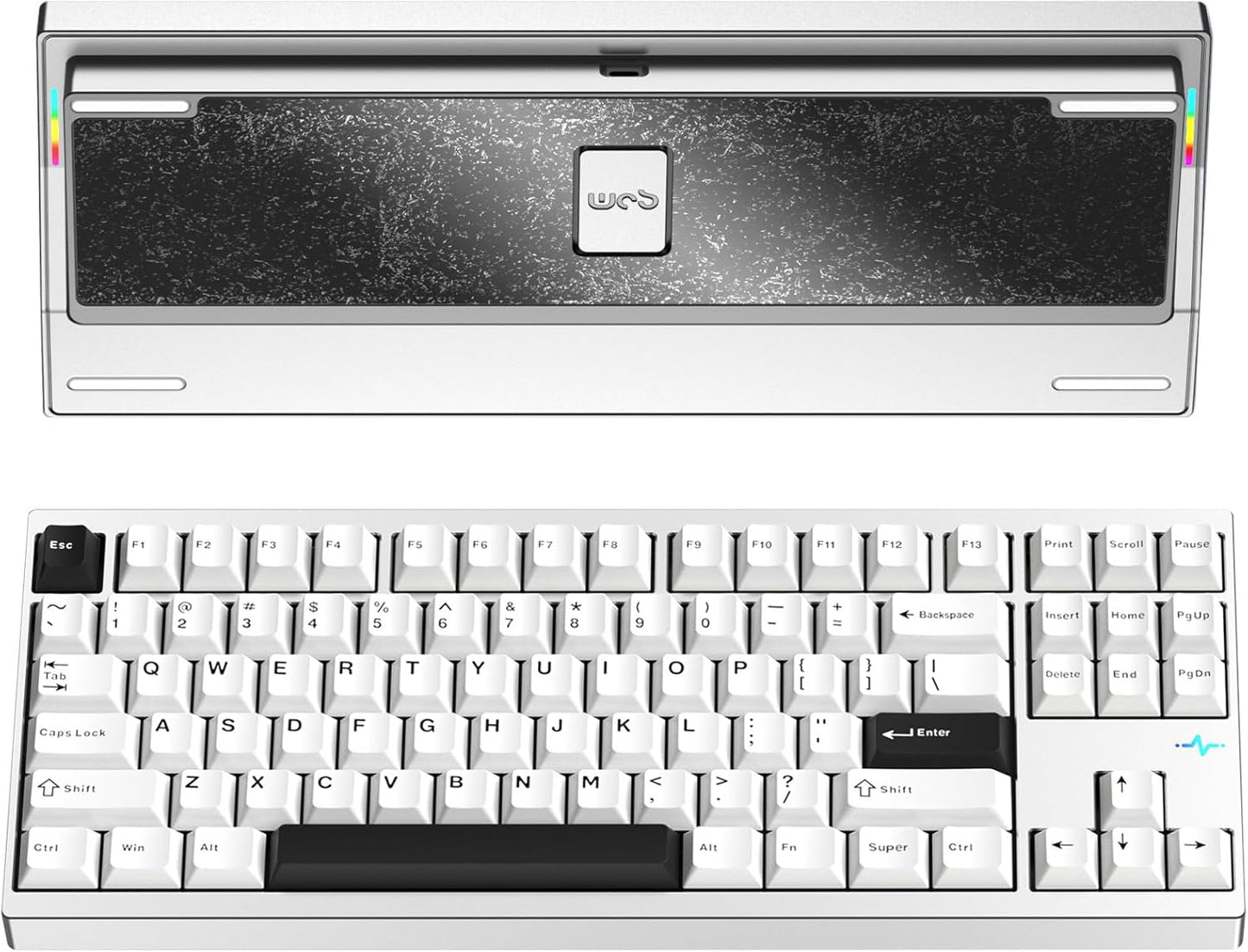 KEEBMONKEY WOBKEY Crush 80 Reboot CNC Aluminum 5-Second Quick-Release Triple-Mode Connectivity Mechanical Keyboard with Superior Acoustics (Pro Silver)