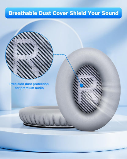 Link Dream Replacement Ear Cushions for Bose Quiet Comfort 35 Soft Protein Leather Replacement Ear Pad for Bose QC 35/25 / 15 QC2 / Ae2 / Ae2i / Ae2W / Sound Link/Sound True (Light Grey)