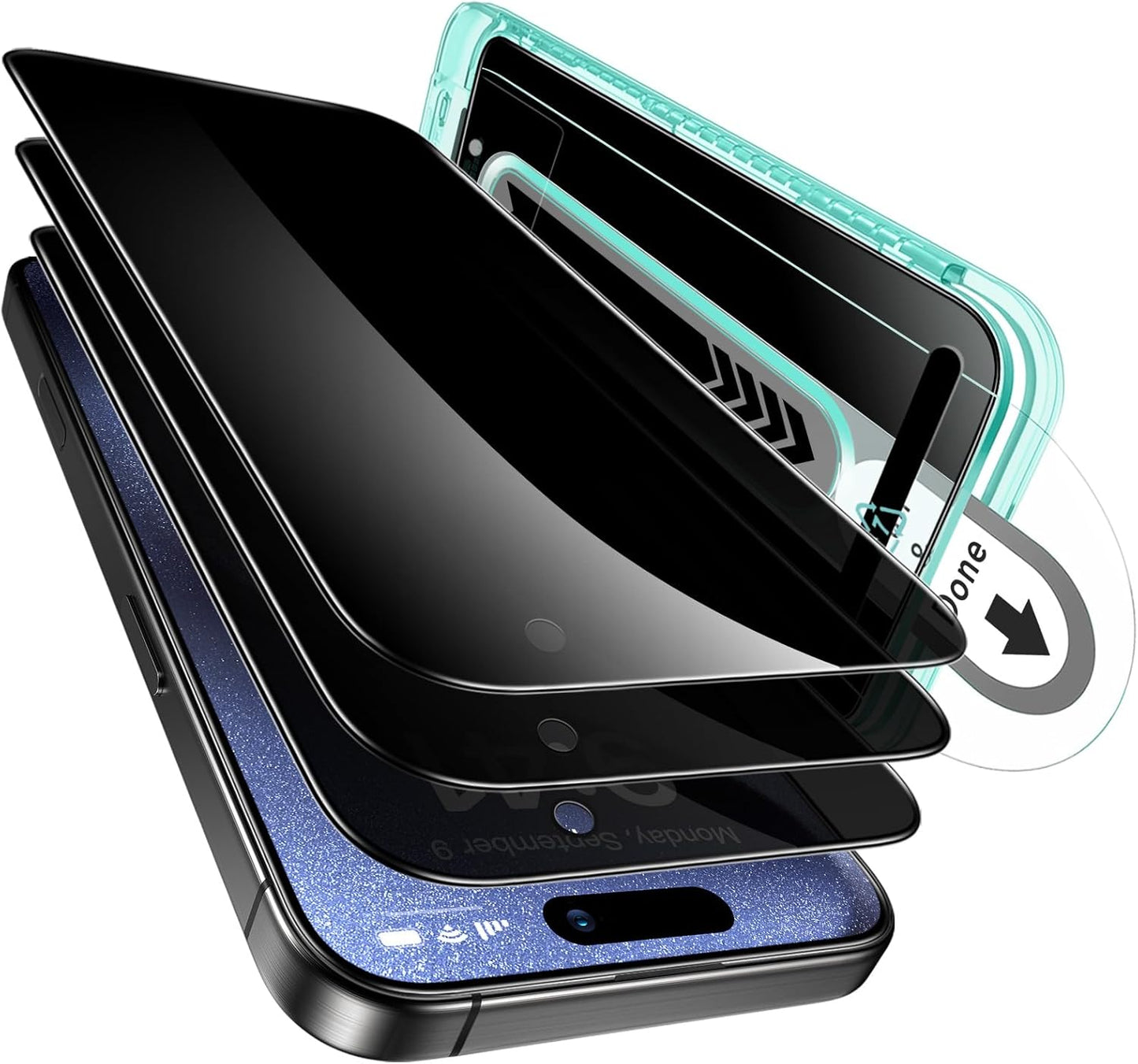 ESR 3 Pack for iPhone 15 Pro Privacy Screen Protector, Anti-spy Tempered-Glass Privacy Screen Protector with Flawless Fit Tray, Micro-curved Edges, Case Friendly