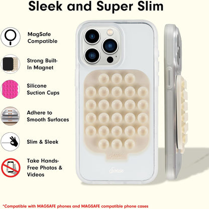 Sonix | Magnetic Silicone Suction Cup Phone Mount for iPhone | Compatible with MagSafe | Off White, Beige | Linen