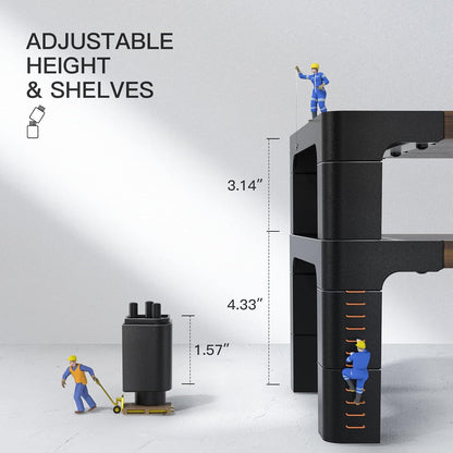 HUANUO Monitor Stand Computer Riser, Monitor Stand for Desk with Adjustable Height and 2 Platforms, Ergonomic Computer Riser, Monitor Riser for Laptops and Monitors, HNMS04V