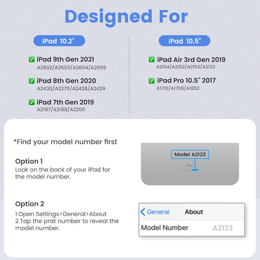 BLUTLOTUS for iPad 9th Generation Case with Keyboard 10.2 Inch - Backlit Wireless Detachable Folio Keyboard Cover with Pencil Holder for iPad 8th Gen/7th Gen/iPad Pro 10.5"/iPad Air 3rd Gen (Black)