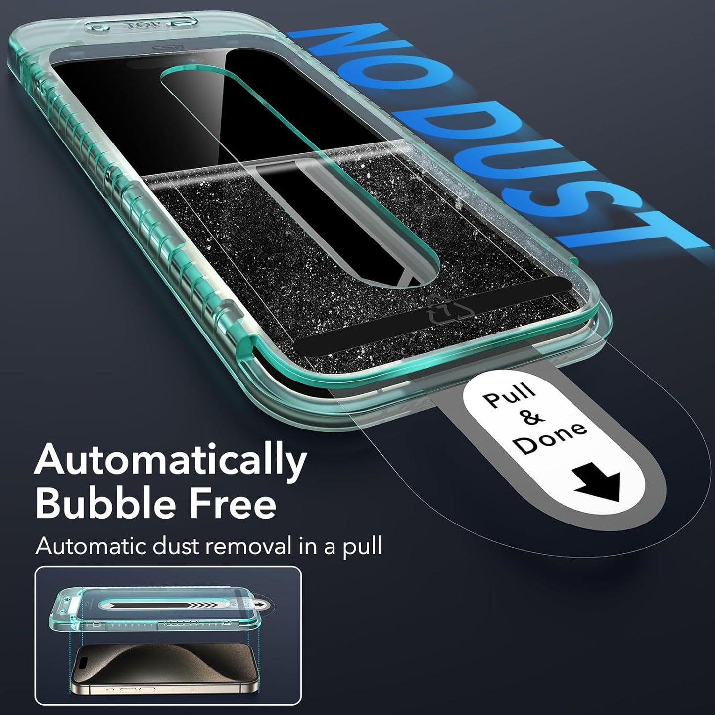 ESR 3 Pack for iPhone 15 Pro Max Screen Protector, [9H Hardness] [Military Grade Shatterproof] Full Coverage Tempered Glass Film with Flawless Fit Tray, HD Clear, Scratch Resistant