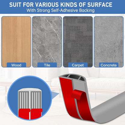 Floor Cord Cover Self Adhesive Cord Hider Floor Extension Cord Covers for Floor Power Cord Protector Cable Management Prevent Cable Trips Cable Cavity 0.59" W x 0.31" H (Grey, 20Ft)