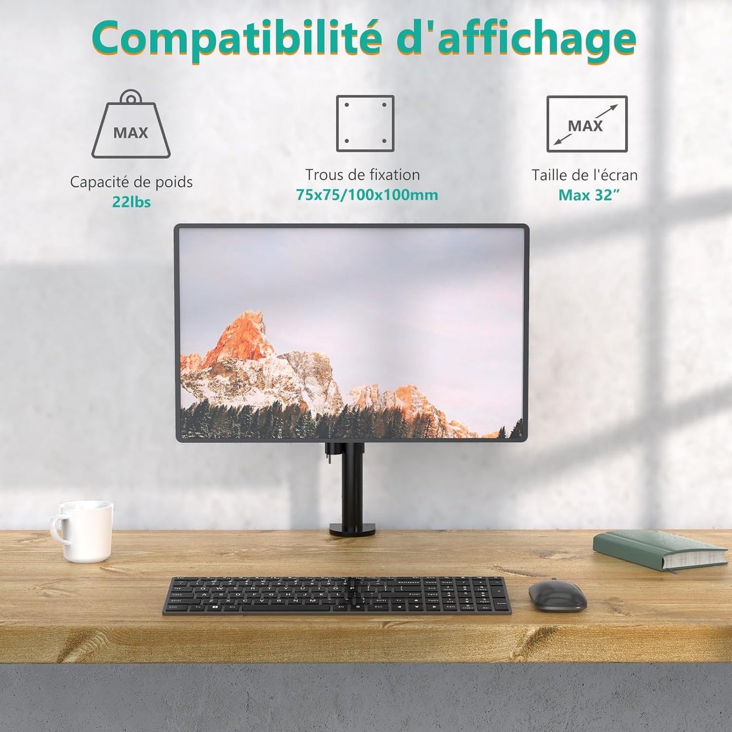 WALI Single Monitor Mount, Single Monitor Arm Desk Mount,Desk Monitors Stand, Holds Screen Up to 32inch, 22lbs, Adjustable Mount with C-CLAMP Designed for Home Office Application(M001), Black