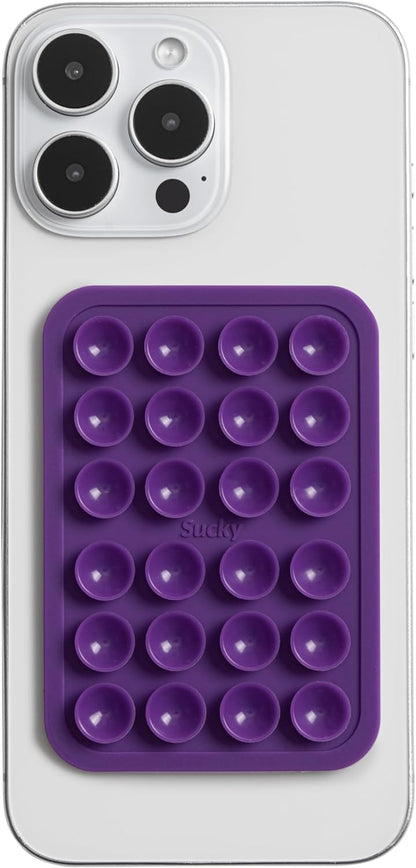 SUCKY Silicone Suction Phone Case Adhesive Mount - Anti-Slip Holder, Hands-Free Fidget Toy, Phone Accessory for iPhone and Android - Sticky Grip for Selfies, Videos, and Tiktok - Purple