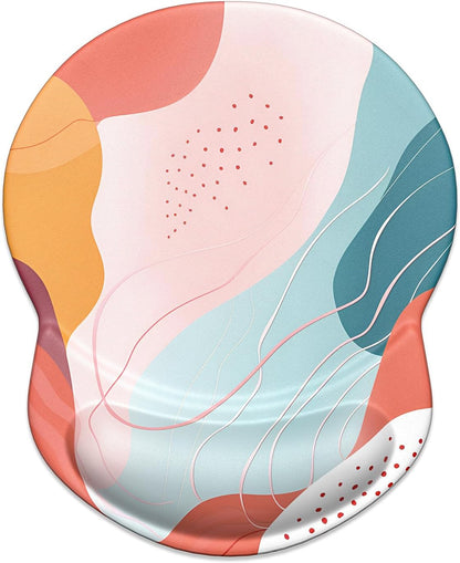 ITNRSIIET Ergonomic Mouse Pad with Gel Wrist Support Small Wrist Rest Smooth Surface Non-Slip PU Base Comfortable Office Supplies Pain Relief, 8.7 x 7.2 inches, Art Style Pattern