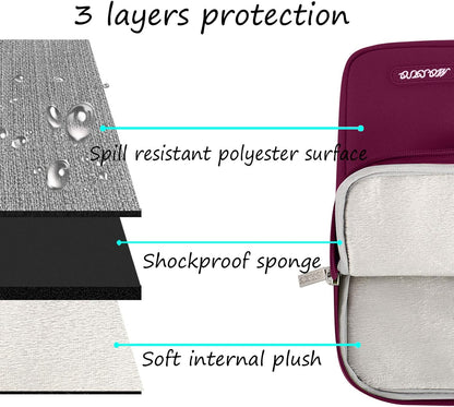 MOSISO Laptop Case 14 inch, 14 inch Laptop Sleeve Compatible with HP Lenovo Dell ASUS Acer, HP Stream, Dell Latitude, Lenovo IdeaPad, Polyester Vertical Computer Sleeve Bag with Pocket, Wine Red