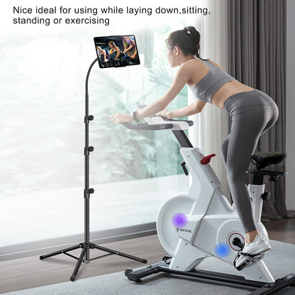 Ipad Tripod Stand, Gooseneck 65" Height Adjustable Floor Stand with 360° Rotating iPad Tripod Mount for iPhone,iPad pro,Kindle and All 4.5-12.9 Inch Tablet and Phone