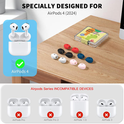 [5 Pairs] for AirPods 4 Ear Tips Covers Sport Anti Slip Anti Scratche Skin Soft Silicone Eartip AirPods 4 Gen Earbuds Accessories Compatible with Apple AirPods 4th Generation (5 Colors Mix)