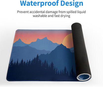 Japanese Mountain Landscape Gaming Mouse Pad Extended Large Mousepad with Nonslip Rubber Base Stitched Edges Laptop Computer Keyboard Desk Mat for Office Home and Game 31.5 X 11.8 Inch